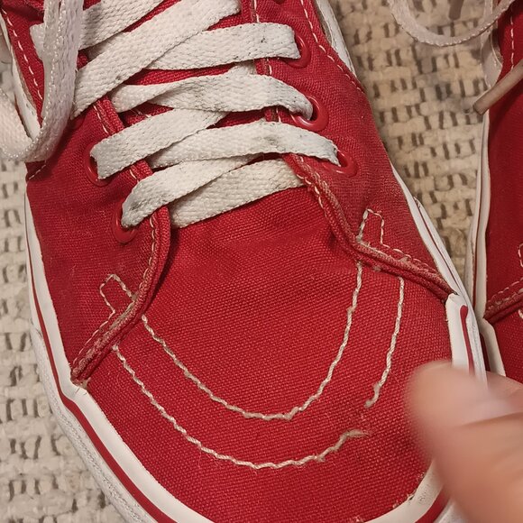Vans women's red canvas Sk8 Hi-Top athletic shoes sz 8 (or men's 6.5) - Picture 9 of 15